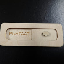 Katso kuvagalleriassa, Puhtaat-likaiset -kyltti
